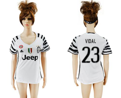 Women's Juventus #23 Vidal Sec Away Soccer Club Jersey - Click Image to Close